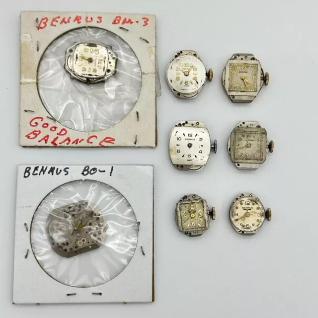 LOT OF 8 Vintage Ladies Mechanical BENRUS Watch Movements BN11, AE11 ...
