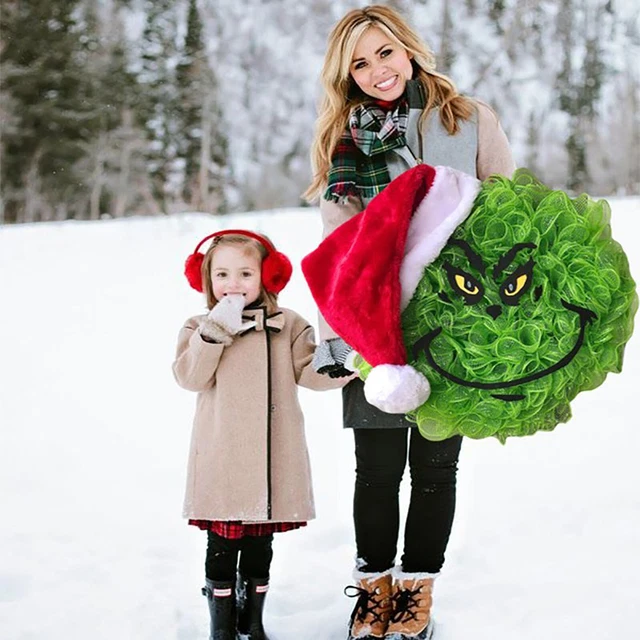2024 CHRISTMAS GRINCH Front Door Home Wreath Christmas Garland Party