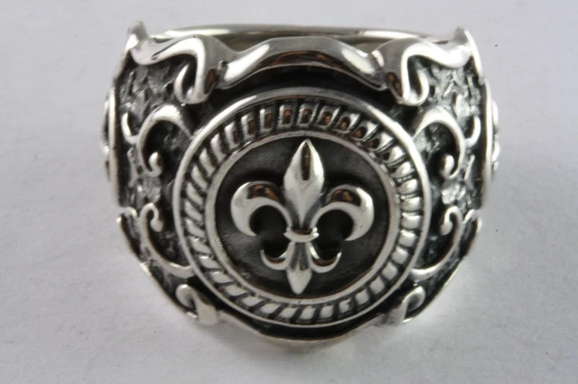 Bague Gothique Argent Sterling 925 - Motif Fleur De Lys/Lilien, Style Royal | Myringshop, Allemagne