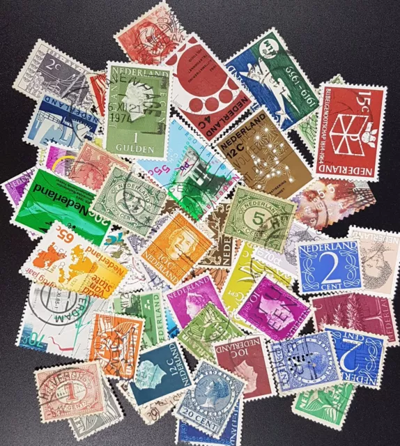 50 Netherlands Used Stamps - All Different Selection of Stamps, Off Paper