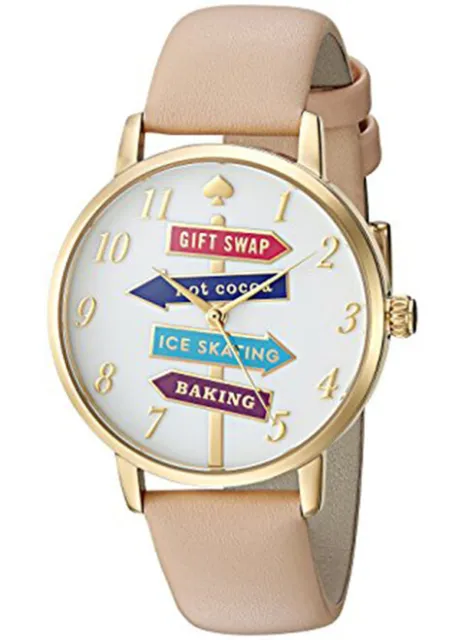 NEW Kate Spade New York KSW1215 Gold / Leather Strap NO BOX / NO BATTERY