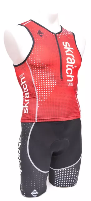 Panache skratch LABS Sleeveless Triathlon Kit Men SMALL Red Black Singlet Shorts