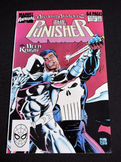 💥 Punisher Annual # 2 1989 1st Appearance Moon Knight Meeting Disney+ Glossy 💥
