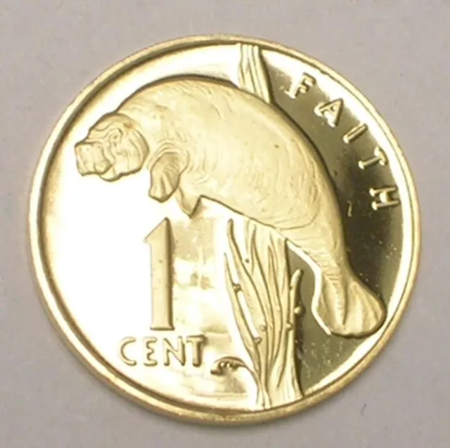 1976 Guyana Guyanan One 1 Cent Manatee Coin Proof