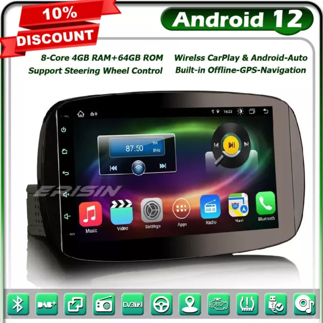 9" Android 13 4+64GO GPS Autoradio DSP CarPlay DAB+ Wifi for Mercedes-Benz Smart