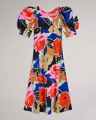 Ted Baker Harpia Floral Print Midi Dress Size 1 UK 8 BNWT £195