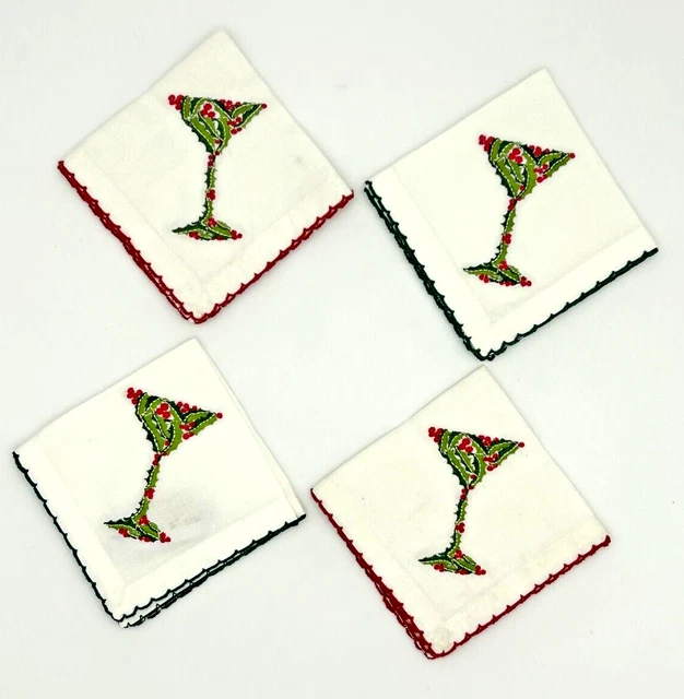 Pier 1 Navidad Cóctel Bordado Cóctel Gafas Cóctel Serpientes Rojo Verde Blanco