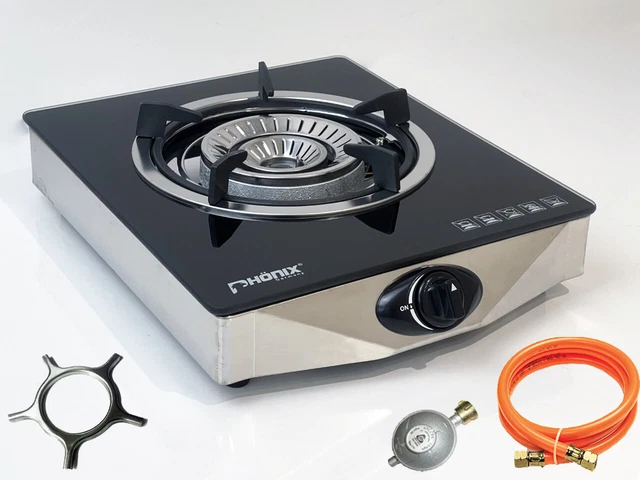 Phönix PS1 Gaskocher 1 flammig 4,2KW Glas Propan Campingkocher mit Zündsicherung