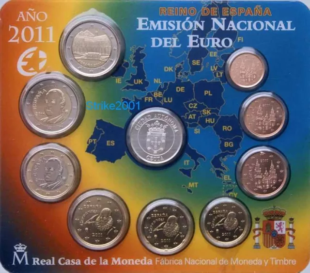 Euro SPAGNA 2011 Divisionale Ufficiale 8 monete FDC + 2 Euro Comm. Alhambra