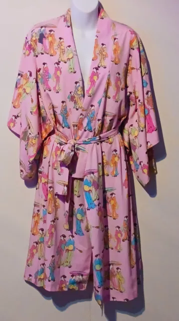 NATORI Asian Geisha Caftan Kaftan Kimono Gown Robe Size X-Small in Rare Lt PINK