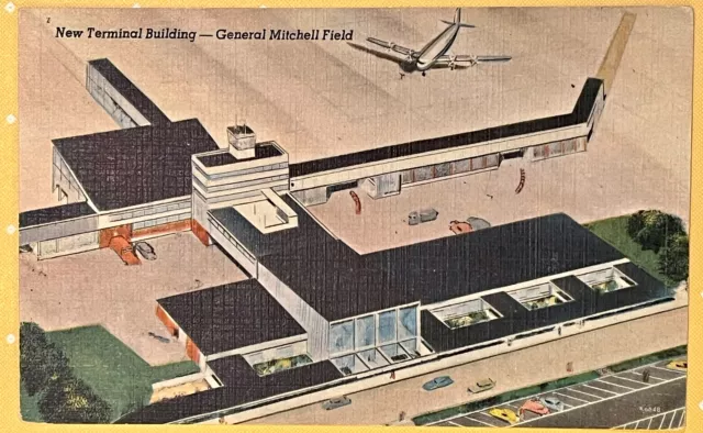 Postcard Airplane Milwaukee County Airport General Mitchell Field Wisconsin 1940