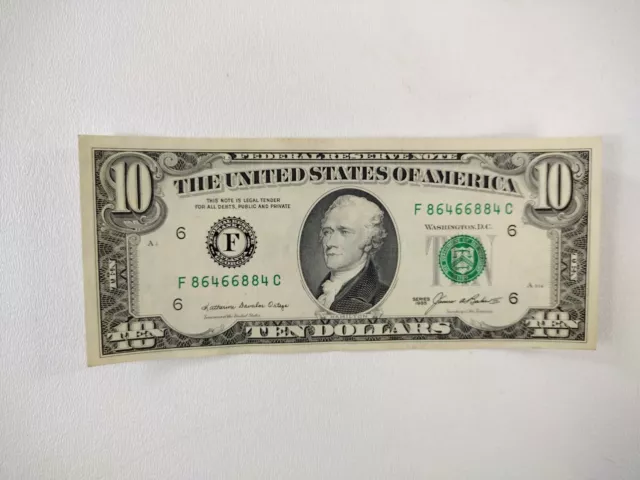 1985 $10 Ten Dollar Bill Federal Reserve Note ATLANTA GA Vintage Old Currency