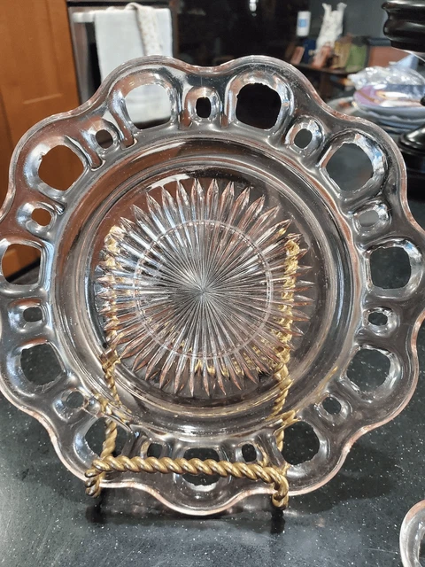 Set of 2 Pink depression glass Old Colony Open Lace” pattern plate
