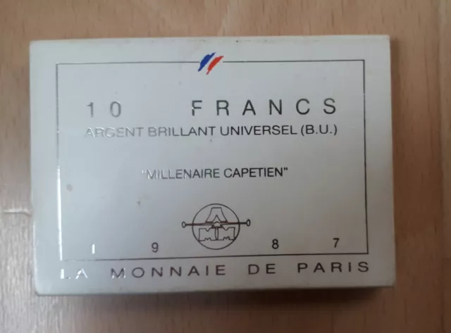 10 francs argent Hugues Capet 1987 BU avec boite