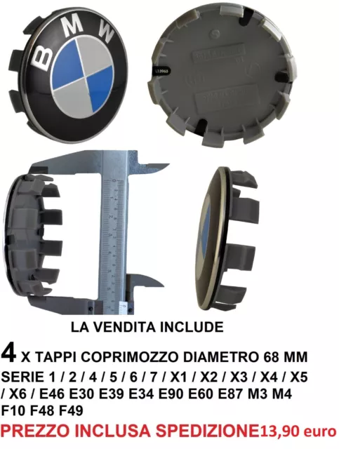 4 Coprimozzo Bmw 68 Mm Cerchi Lega Bmw Serie 1 2 3 4 5 6 7 M Z X Tappi Borchie