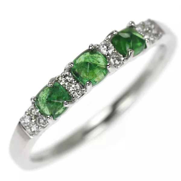 GSTV Pt950 green garnet diamond ring 0.80ct D0.12ct - Auth free shipping from Ja