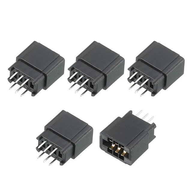 Scheda Bordo Connettore Nero Presa Destra Angolo 6 Perno 2.54mm Passo 5pz