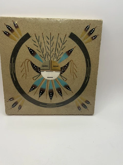 Native American Sand Art, Moon Face, Artist Price, 8 x 8 inches