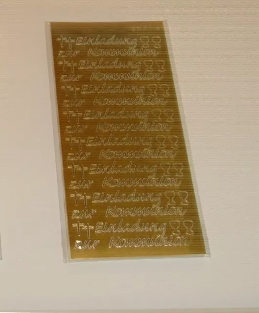 1 Bg Sticker gold  Einladung zur Kommunion  Aufkleber Kreuz Kelch