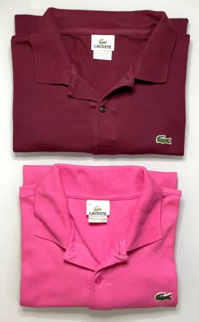 Lacoste Mens Polo Shirt Lot of 2 Size 6 US Size XL  Brown / Pink