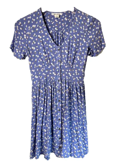 Billabong dress Juniors' purple white a-line V-Neck Flowers mini wedding X-Small