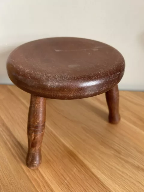 Vintage 3 Legged Wooden Small Milking Stool Rustic Solid Shop Display Prop