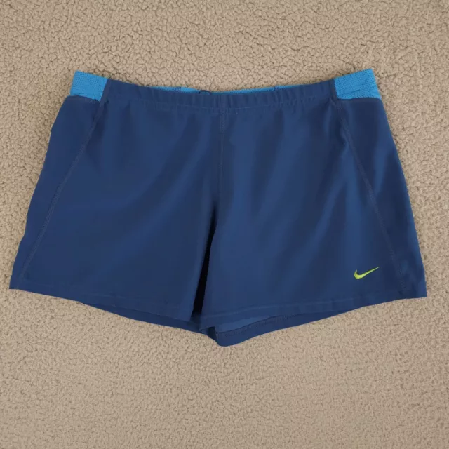 Nike Running Shorts Womens Medium 8-10 Blue Dri Fit Active Gym Pockets 3.5"