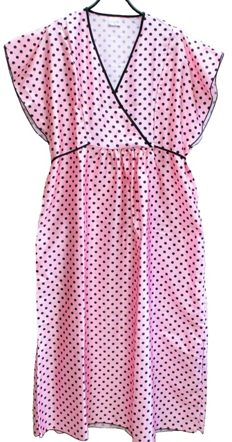 Chemise De Nuit Longue Brodée Festonnée - Rose Clair - Taille 42/44/46 - Coton - Occasion Très Bon état