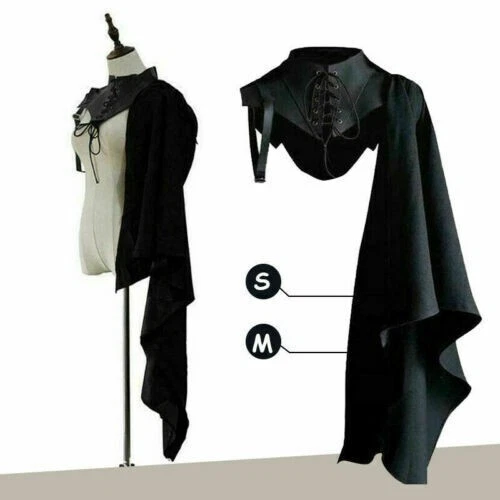 Médiéval Armure Noir Hommes Cape Simple Épaule Rétro Gothique Punk Costumefs