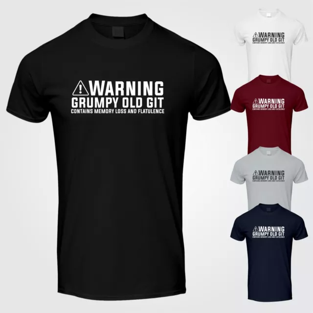 T-shirt uomo divertente Warning grumpy vecchia git scherzo compleanno papà zii nonno t top