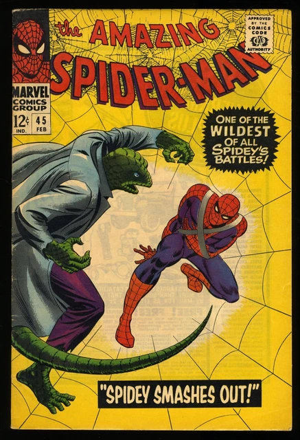Amazing Spider-Man #45 VG/FN 5.0 3rd Lizard Appearance! Stan Lee! Silver Age