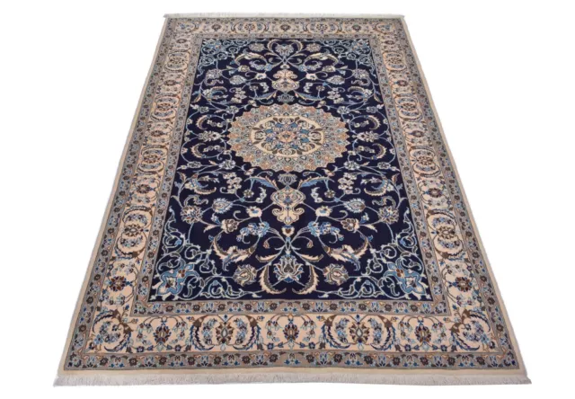 Naïn 302 X 196 CM, Tapis Oriental Noué à la Main Persan, Laine, Bleu, Neuf