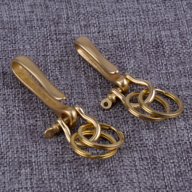 Solid Brass Key Ring Belt U Hook Wallet Key Chain Vintage Fob Clip Biker