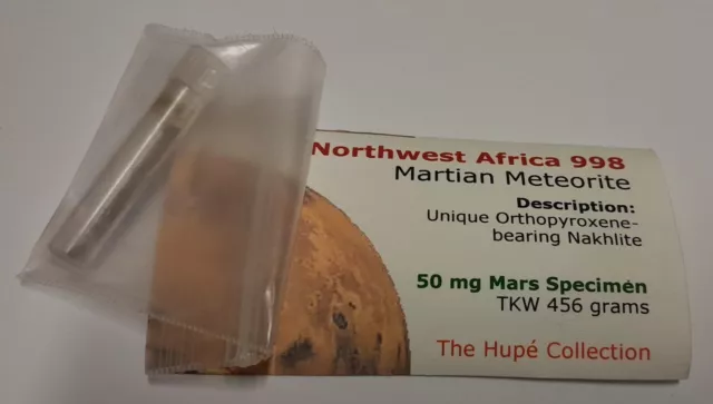 Ultra Rare NWA 998 NAKHLITE MARTIAN METEORITE 50 mg Famous Water Bearing NASA