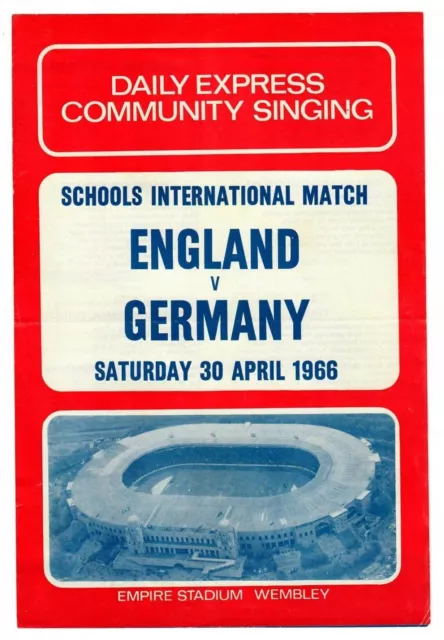 1966 Schools International England v Germany Song Sheet