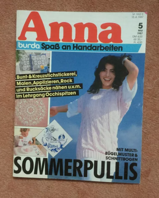 Anna burda Spass an Handarbeiten Mai 1987 Bügelmuster & Schnittbogen  Vintage
