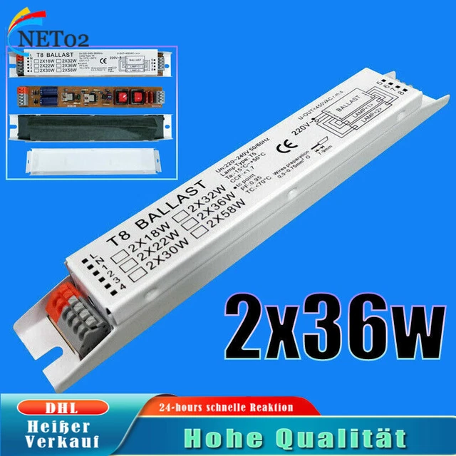 ApuaVireo&Co T8 Elektronisches Vorschaltgerät - 2x18/30/58W Für Leuchtstofflampen