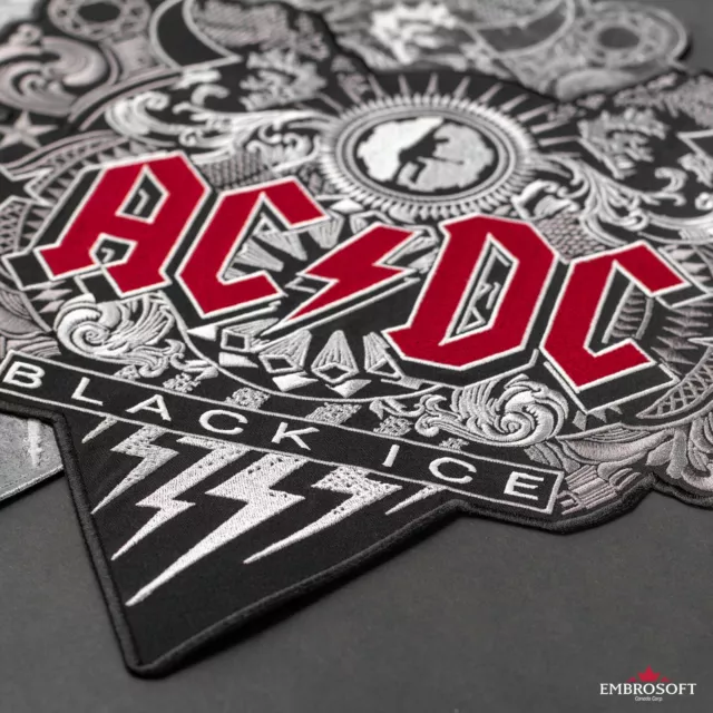 AC/DC Black Ice Music Rock Band Embroidered Back Patch Iron On SIZE: 13.2"x13.6" 2