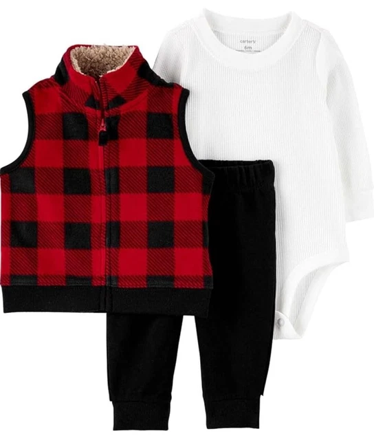 CARTER’S Baby Boy 9 Months NWT 3 Piece Outfit Set Holiday Christmas Plaid NEW
