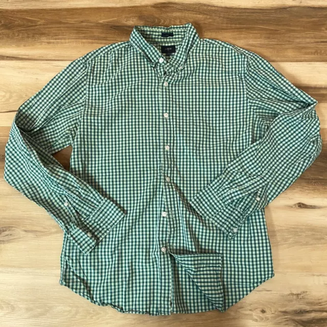 J Crew Shirt Mens Large Slim Fit Green Plaid Button Down Long Sleeve