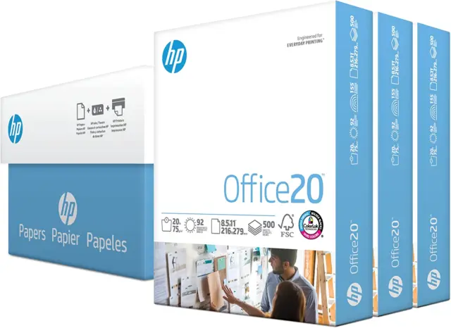 HP Printer Paper  8.5 X 11 Paper Office 20 Lb 1500 Sheets 92 Bright 112090C