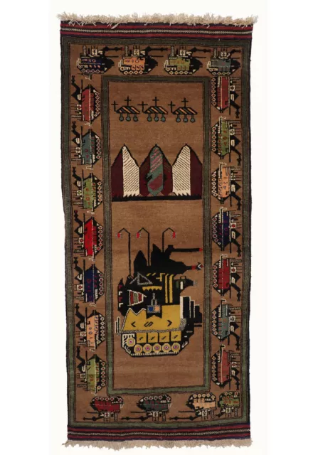 200x88 cm  Afghan Warrug Kriegteppich Handgeknüpf Teppich Rug Afghanistan 19/24