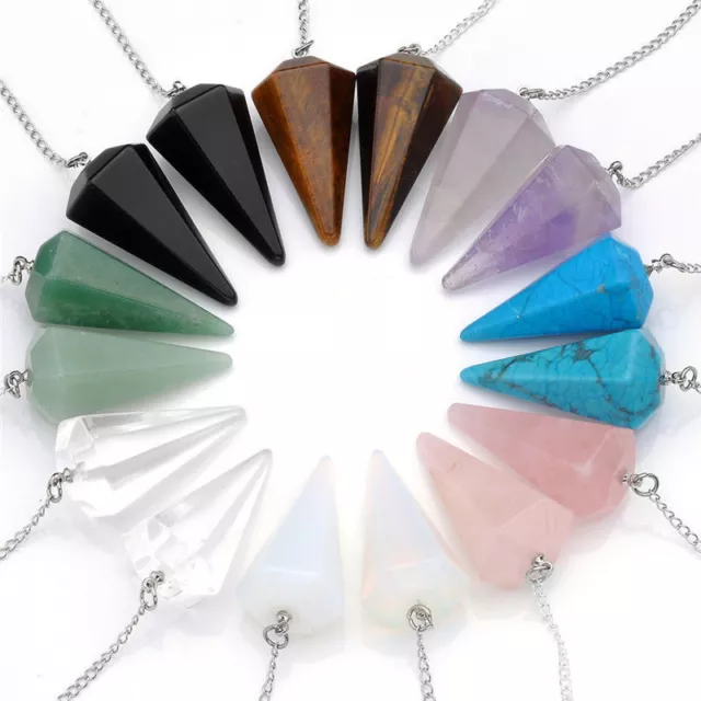 Pendant Natural Gemstones Hexagonal Pointed Reiki Chakra Healing Necklaces Beads