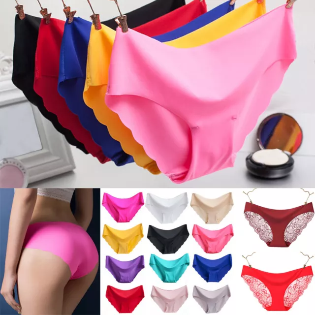 WOMEN SEXY MID Waist Lips Seamless Lingerie Briefs Ice Silk Underwear  Panties L $3.06 - PicClick