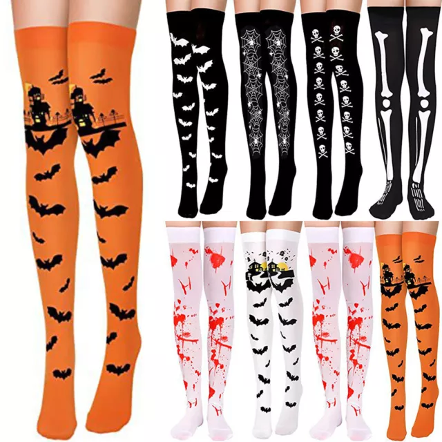 Womens Halloween Festival Funny Thigh High Long Stockings Over-the-Knee Socks