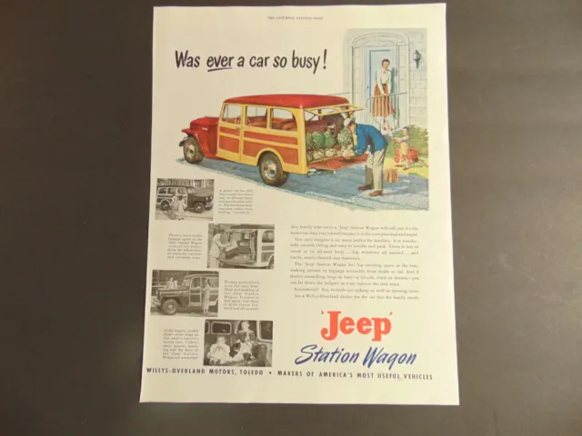 1949 JEEP STATION WAGON 2-DOOR Great Family Vehicle vintage art print ad