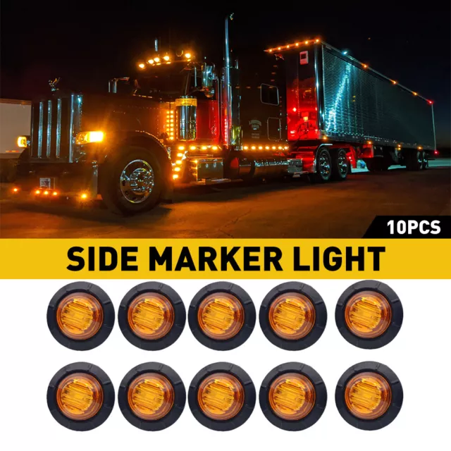 10PC 3/4& MINI Round Side LED Bullet Marker Light For RV Truck Trailer ...