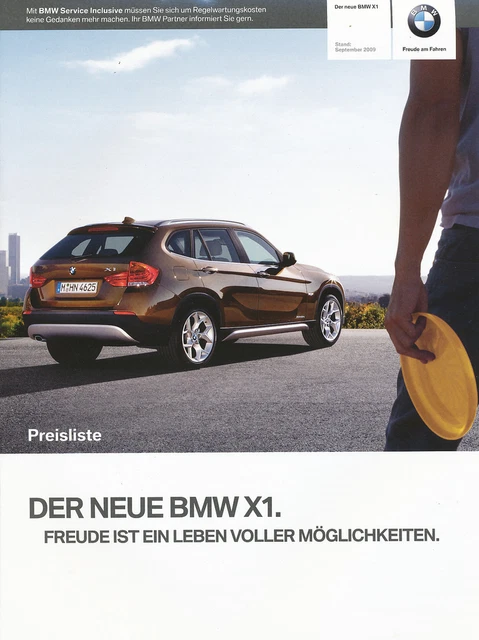 BMW X1 Preisliste 2009 9/09 deutsche Ausgabe price list prijslijst Auto