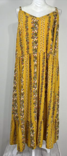 Old Navy Yellow Floral Fit & Flare Sleeveless Midi Dress Plus Size 4X (28/30)