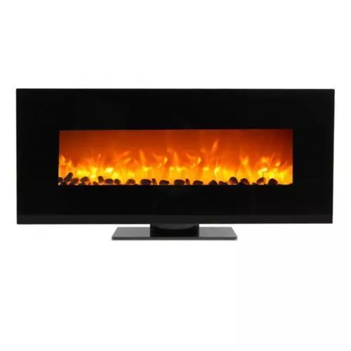 50" Wall Mount Fireplace Standing Electric Adjustable Heater w/Tempered Glass